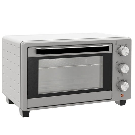 Horno Eléctrico Homcom Metal, Vidrio Templado Plata 46x38.5x29 Cm_0