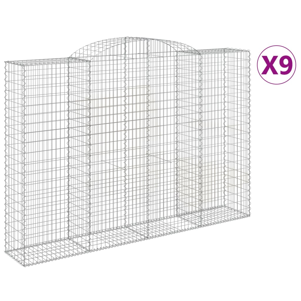 Cestas De Gaviones 9 Uds Forma De Arco Hierro 300x50x200/220 Cm_0