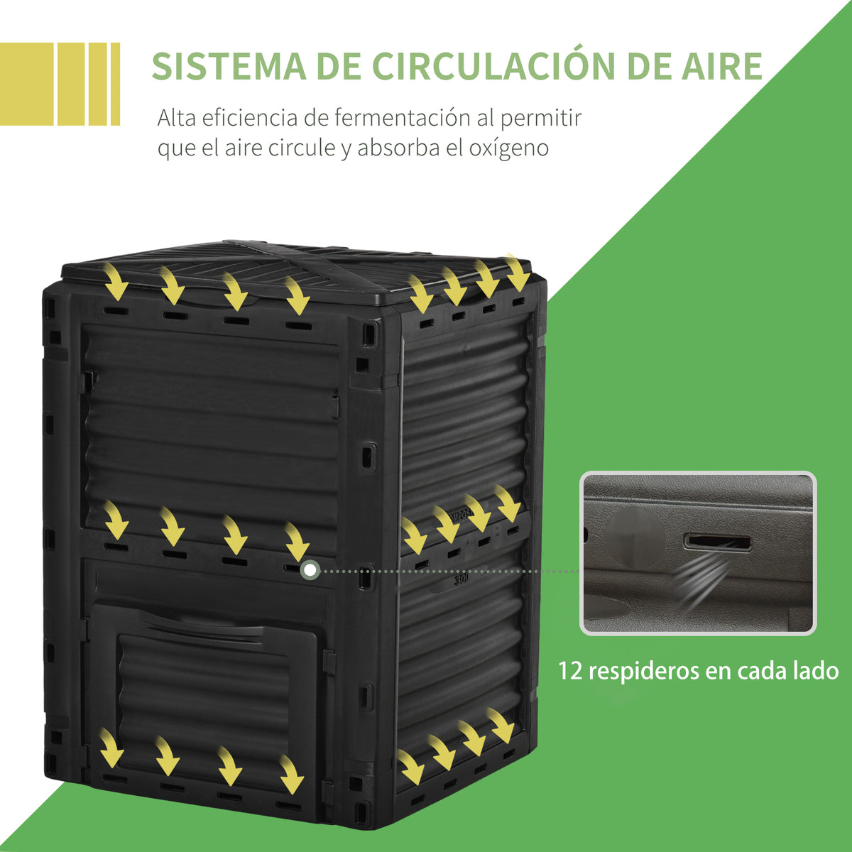 Compostador De Jardín Outsunny Negro 60,5x60,5x81,5 Cm_5