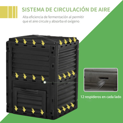 Outsunny Compostador Capacidad 300l Para Producción Abono Orgánico_5