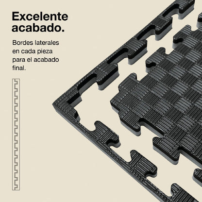 Jowy Tatami Puzzle 2,5cm 100x100cm, Pack 4 Unidades – Superficie 5 Líneas Gris/negro_2
