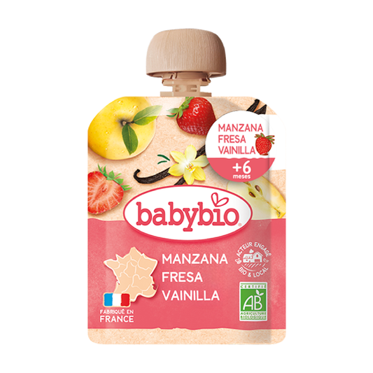Pouch de Manzana, Fresa y Vainilla (a partir de 6 meses) babybio 90g