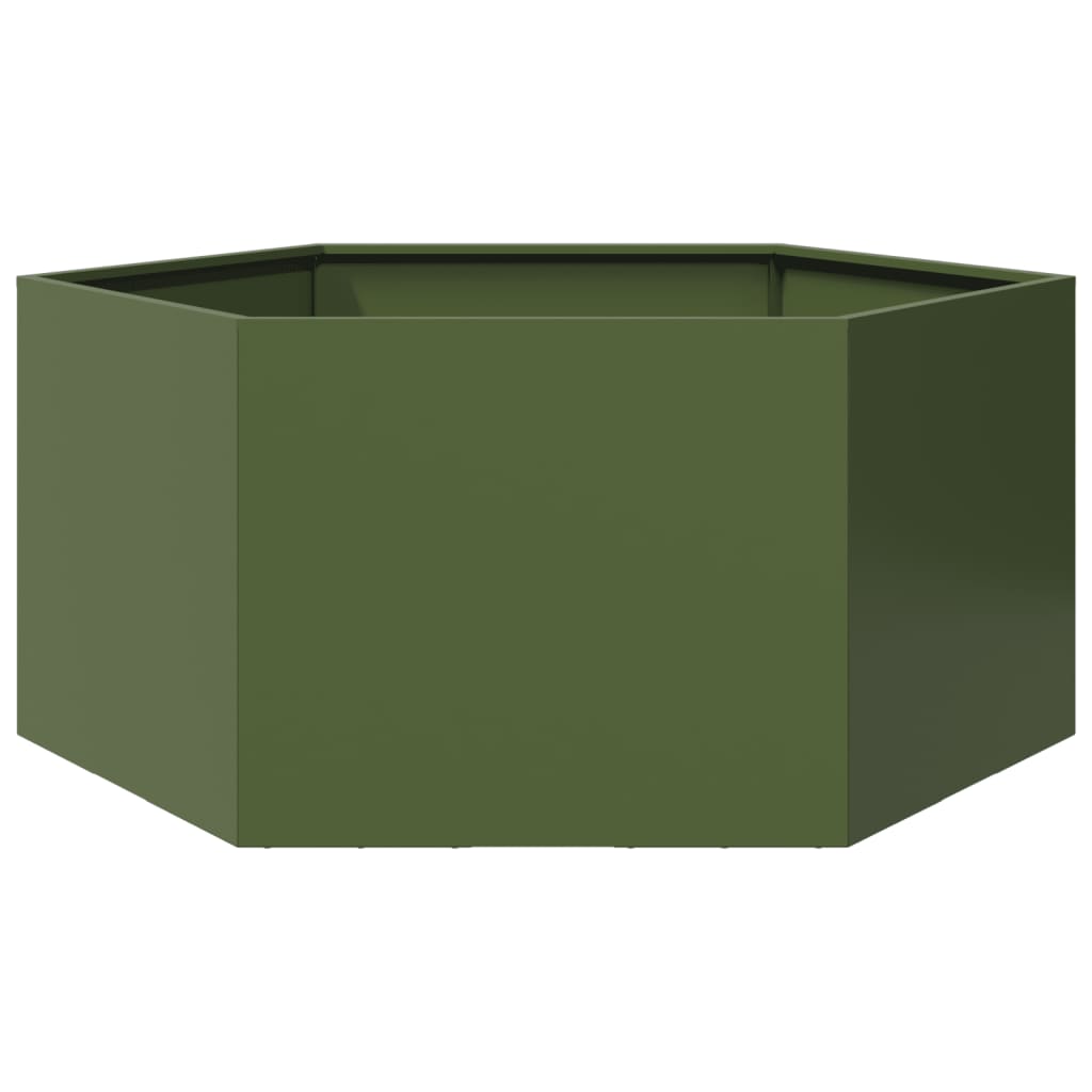 Jardinera Hexagonal De Acero Verde Oliva 104x90x45 Cm_5