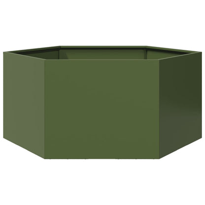 Jardinera Hexagonal De Acero Verde Oliva 104x90x45 Cm_5