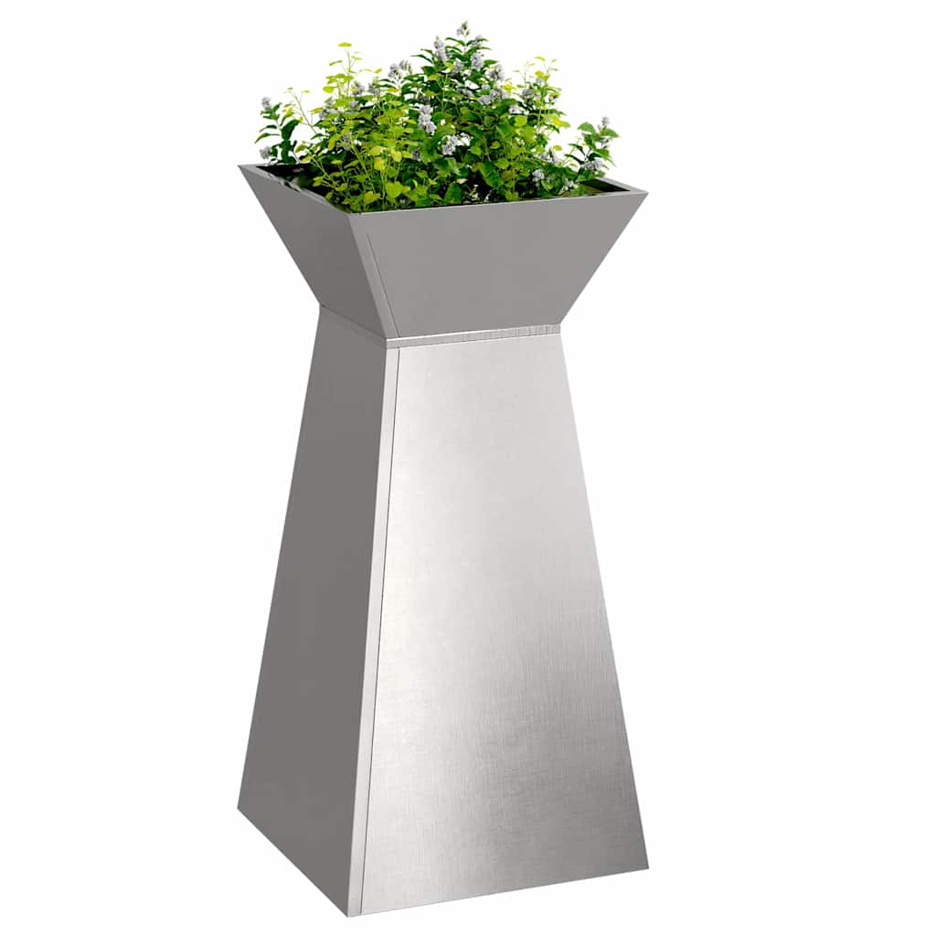 Maceta Pilar Plateado 35 X 35 X 73 Cm Acero Inoxidable_2