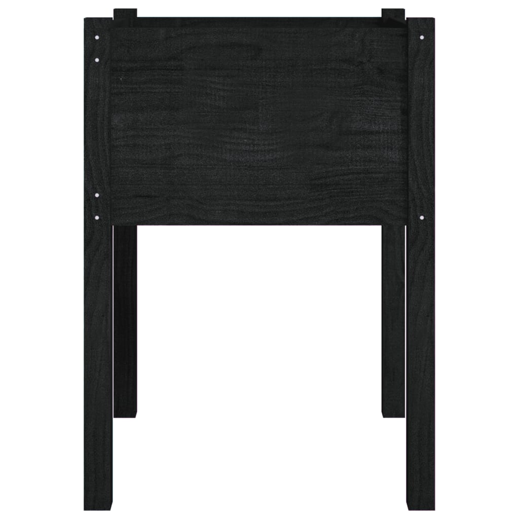 Jardinera De Madera Maciza De Pino Negro 50x50x70 Cm_3