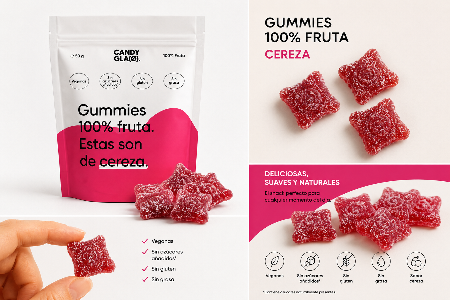Gummies 100% Fruta Pack De 14 Cereza – Snack Saludable Vegano Sin Azúcares Añadidos_2