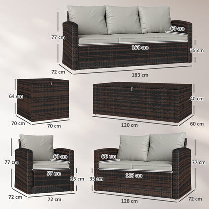 Conjunto De Jardín Outsunny Ratán Pe, Metal Beige 183x72x77 Cm_2