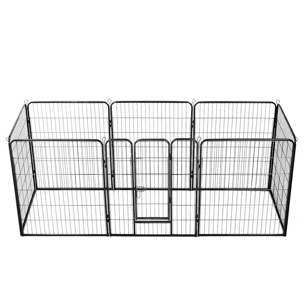 Corral Para Perros 8 Paneles De Acero 80x100 Cm Negro_0