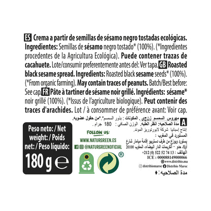 Tahin de Sésamo Negro Naturgreen 180 gr