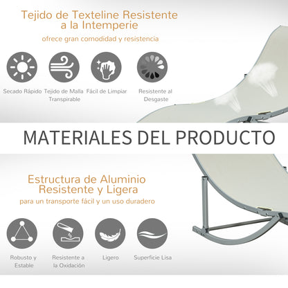 Outsunny 2 Tumbonas Plegables Forma De S Aluminio Texteline Para Terraza Crema_5