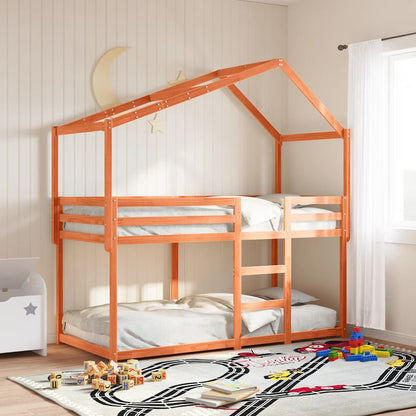 Techo De Cama Infantil Madera Maciza Marrón 203x80,5x142 Cm_1