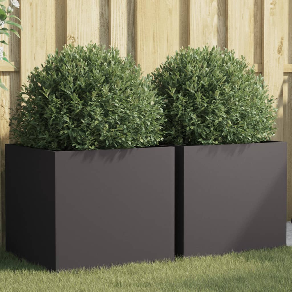 Jardineras 2 Unidades Acero Negro 49x47x46 Cm_1