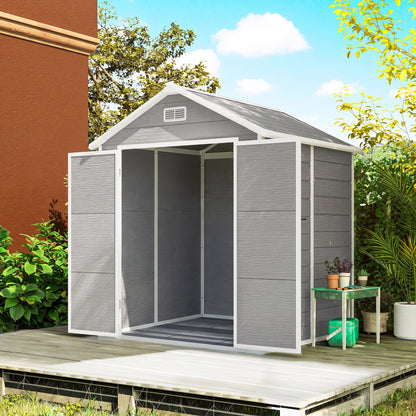 Outsunny Cobertizo De Jardín 2,4 M² 182x151x219 Cm Con Suelo Puerta Cerrada Gris_1