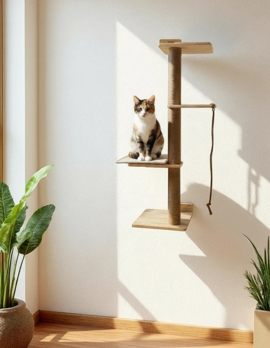 Árbol Rascador Para Gatos Salina Con Estructura De Suelo Y Sistema Anticaída Althea Living 127x60x27cm_2