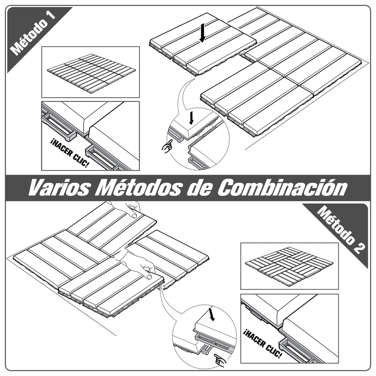 Outsunny Baldosas Cuadradas Para Suelos 30x30 Paquete De 9 Piezas Cubre 0.81 M²_5