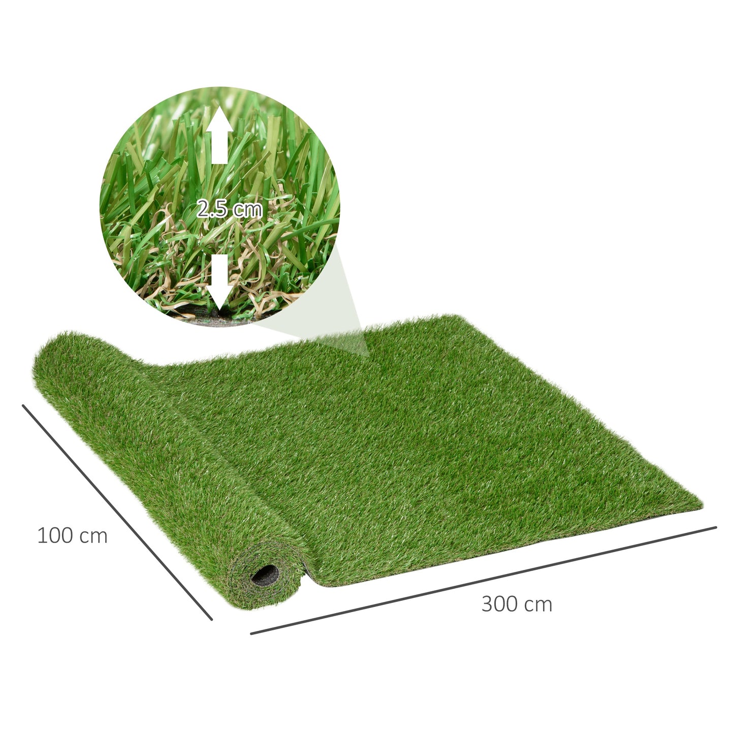 Outsunny Césped Artificial 3x1m Estera De Hierba Sintética Para Jardín Terraza_2