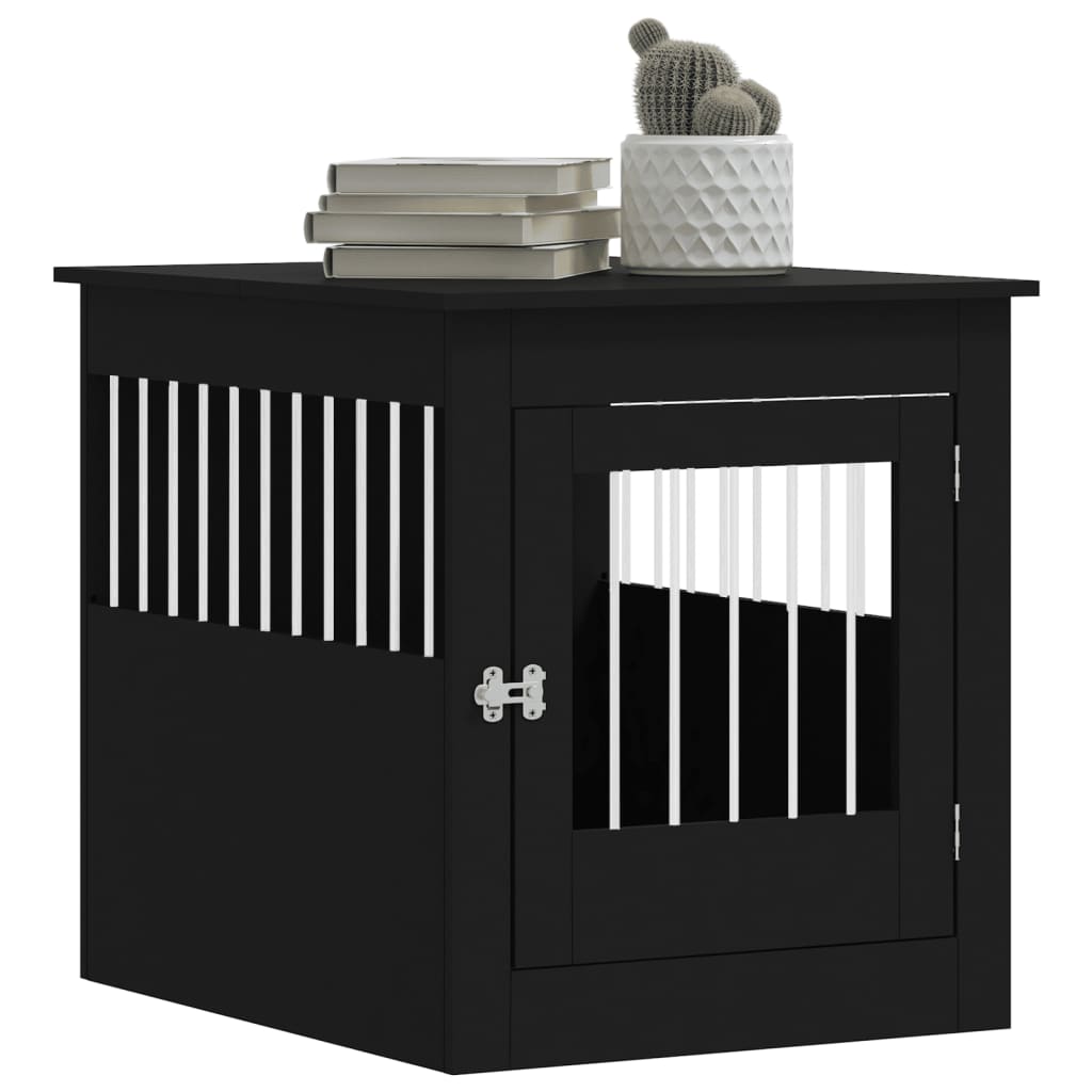 Jaula Para Perros Madera De Ingeniería Negro 64,5x80x71 Cm_3