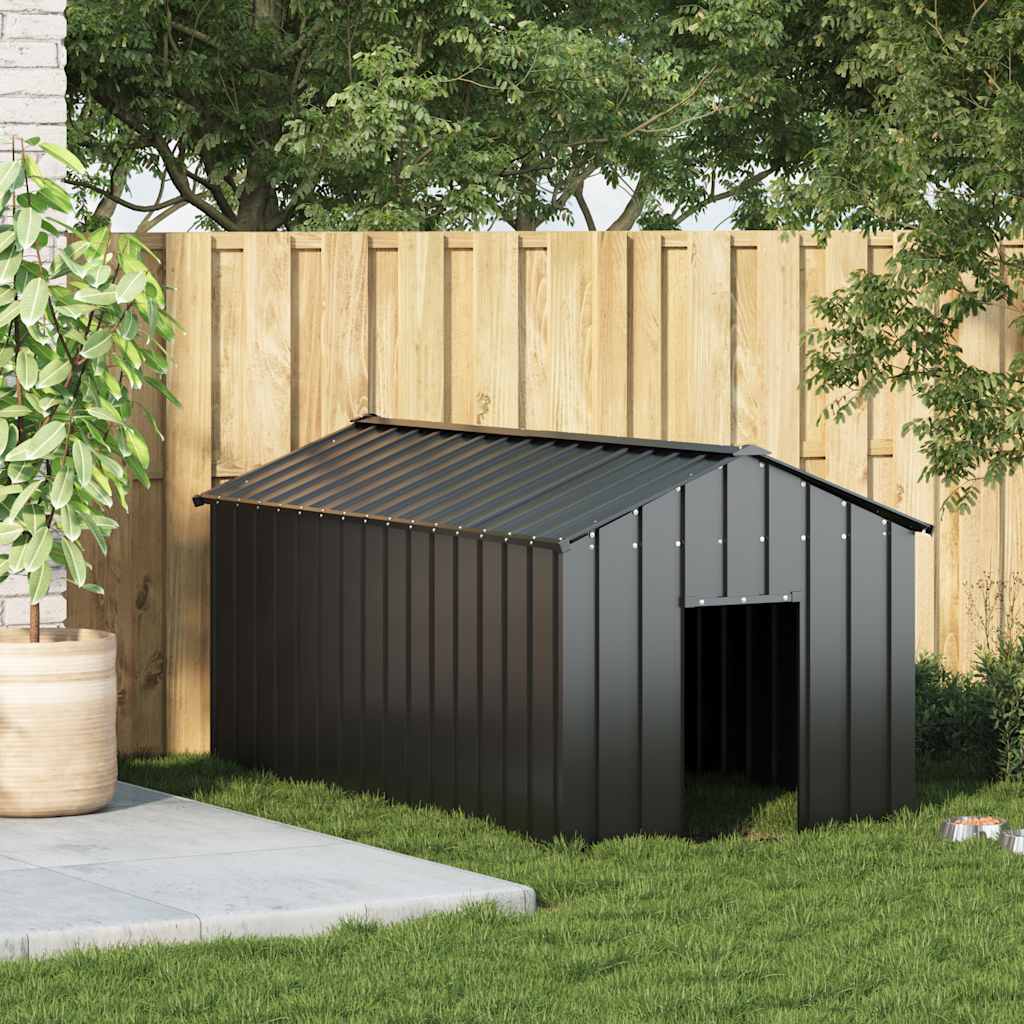 Caseta Para Perros Con Techo Acero Galvanizado 114x202x101 Cm_0
