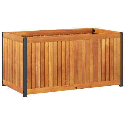 Jardinera De Madera Maciza De Acacia Y Acero 85x45x44 Cm_5