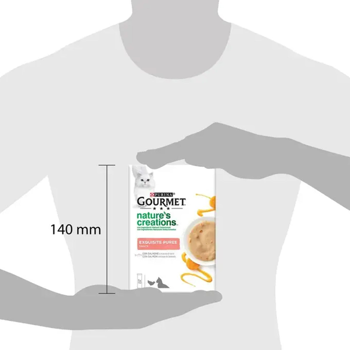 Pack 11 x GOURMET Nature's Creations Exquisito Puré Snack Liquido con Salmón y Zanahoria 5x10g