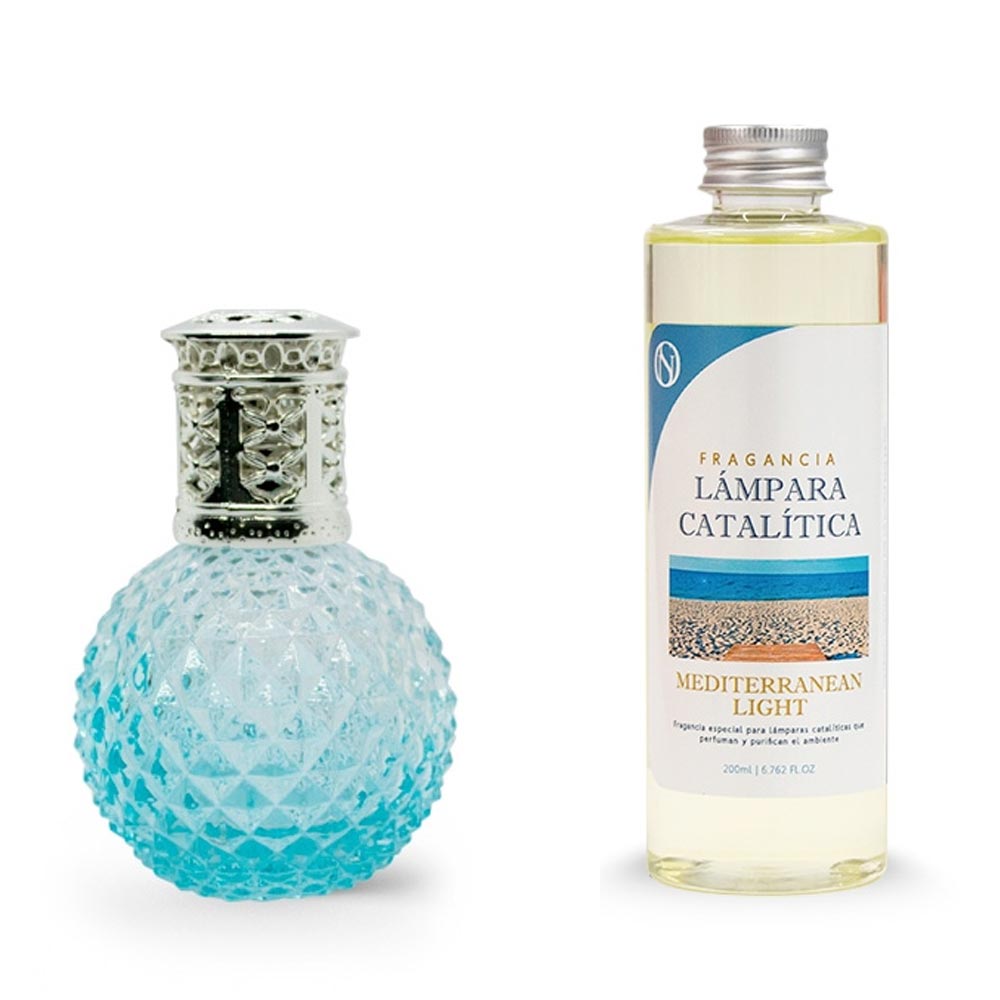Lámpara Catalítica Blue Diamonds + Aroma Mediterranean Light 500ml - Elimina Malos Olores, Impurezas Y Perfuma_0