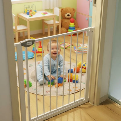 Valla De Seguridad Infantil Y Para Mascotas, Ancho Ajustable De 75 A 84 Cm, Blanco Jowy_4