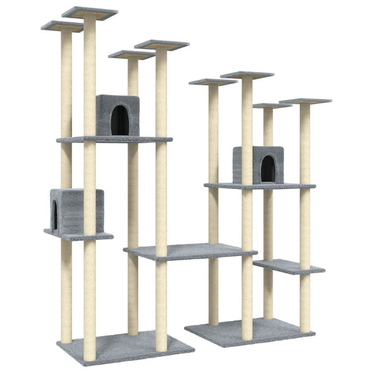 Rascador Para Gatos Con Postes De Sisal Gris Claro 174 Cm_0