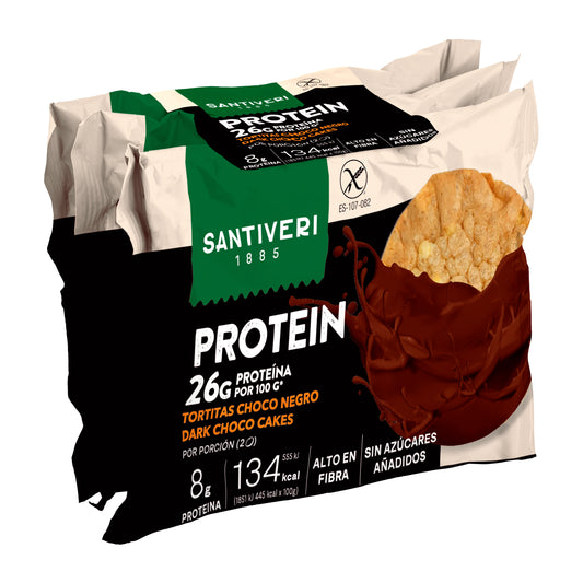 Tortitas Proteicas bañadas de Chocolate Proteico 2x3 Santiveri 90g