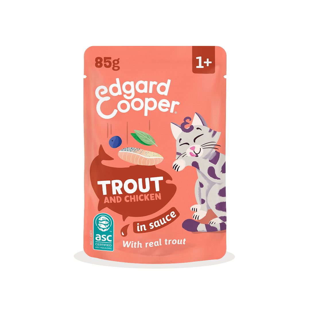 Sobre de Comida Húmeda Trucha & Pollo en Salsa para Gatos Edgard & Cooper 85 g