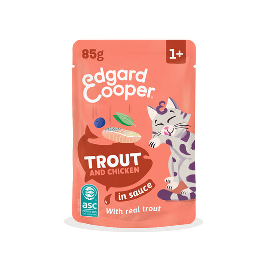 Sobre de Comida Húmeda Trucha & Pollo en Salsa para Gatos Edgard & Cooper 85 g
