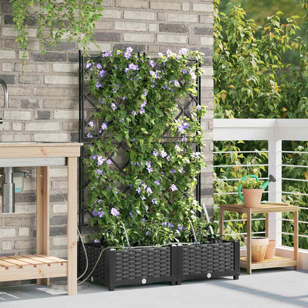 Macetero De Jardín 2 Uds. Negro 80 X 40 X 126 Cm Pp_2