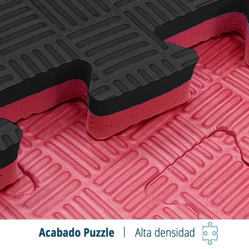 Artatami® Tatami Puzzle 1x1x40 mm Rojo - Negro Pack Ahorro【30 Unidades】 Alta Densidad EVA – Judo, BJJ, MMA y Lucha_3