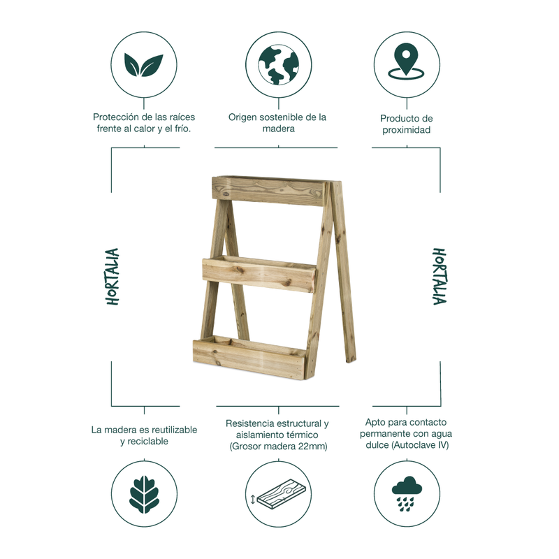 Jardinera Vertical Madera Tratada Exterior Stand Line Island 3B Hortalia_4