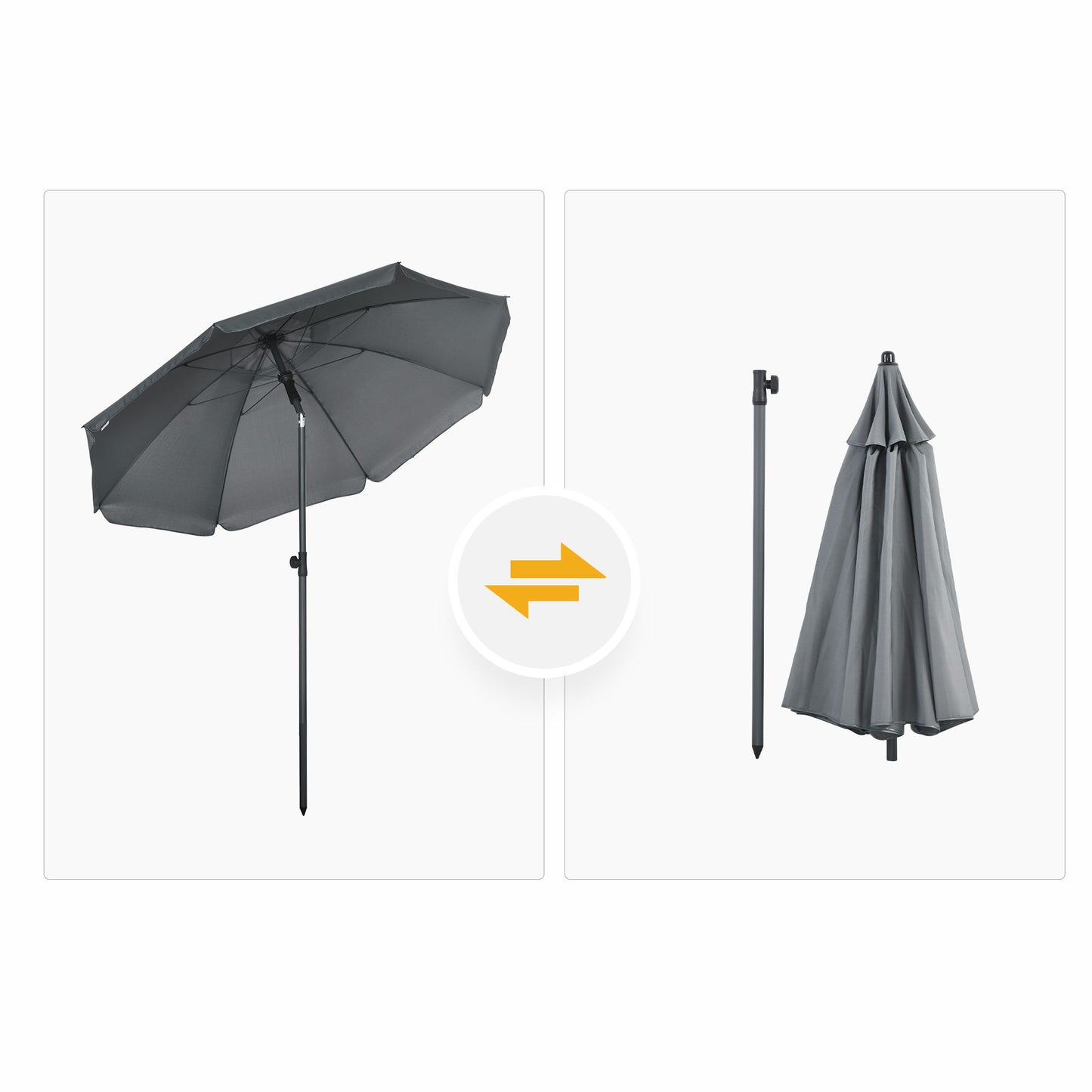 Outsunny Sombrilla De Playa Grande Ø180 Cm Con Ángulo Ajustable Gris Oscuro_3