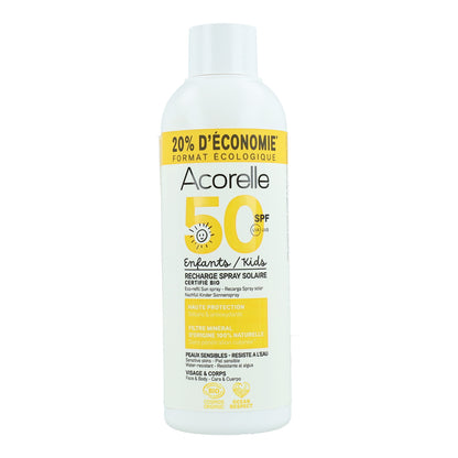 Recarga de spray solar alta protección para niños SPF50 Acorelle 150 ml