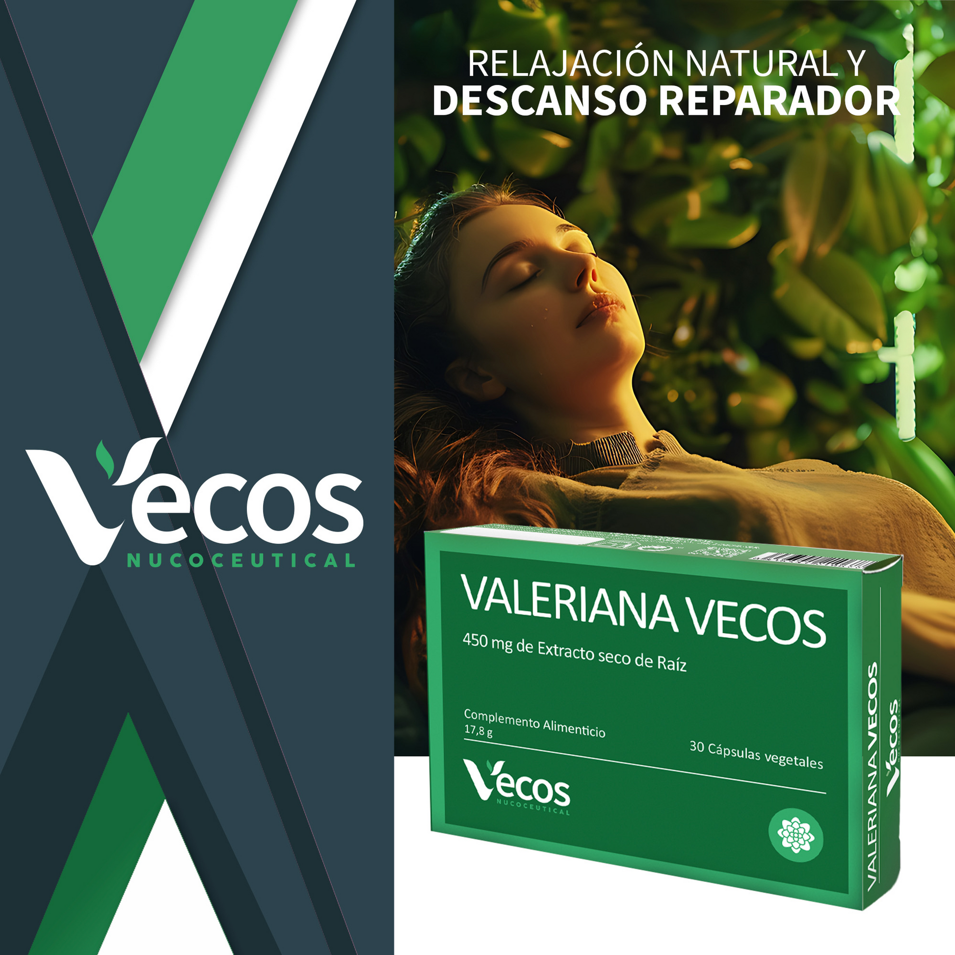 Valeriana 450mg Vecos 30 Cápsulas | Conciliar Un Sueño Reparador Y Pronto_1
