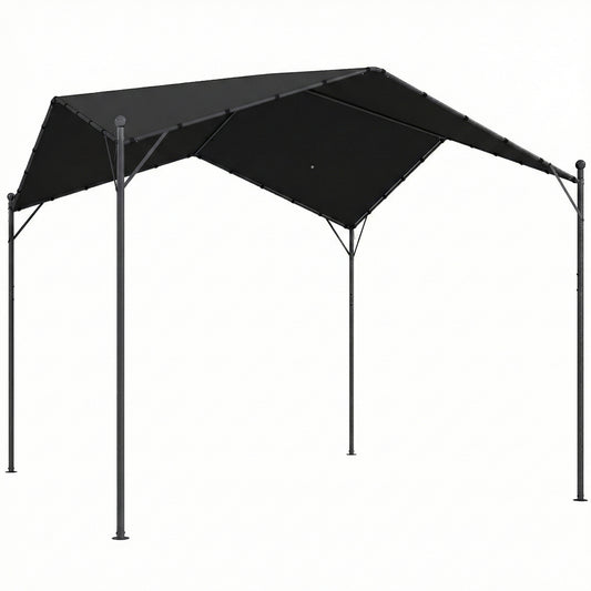 Pérgola Outsunny Metal Galvanizado, Poliéster Gris Oscuro 300x300x280 Cm_0