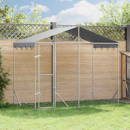 Perrera Exterior Con Toldo Acero Galvanizado Plata 3x1,5x2,5 M_1