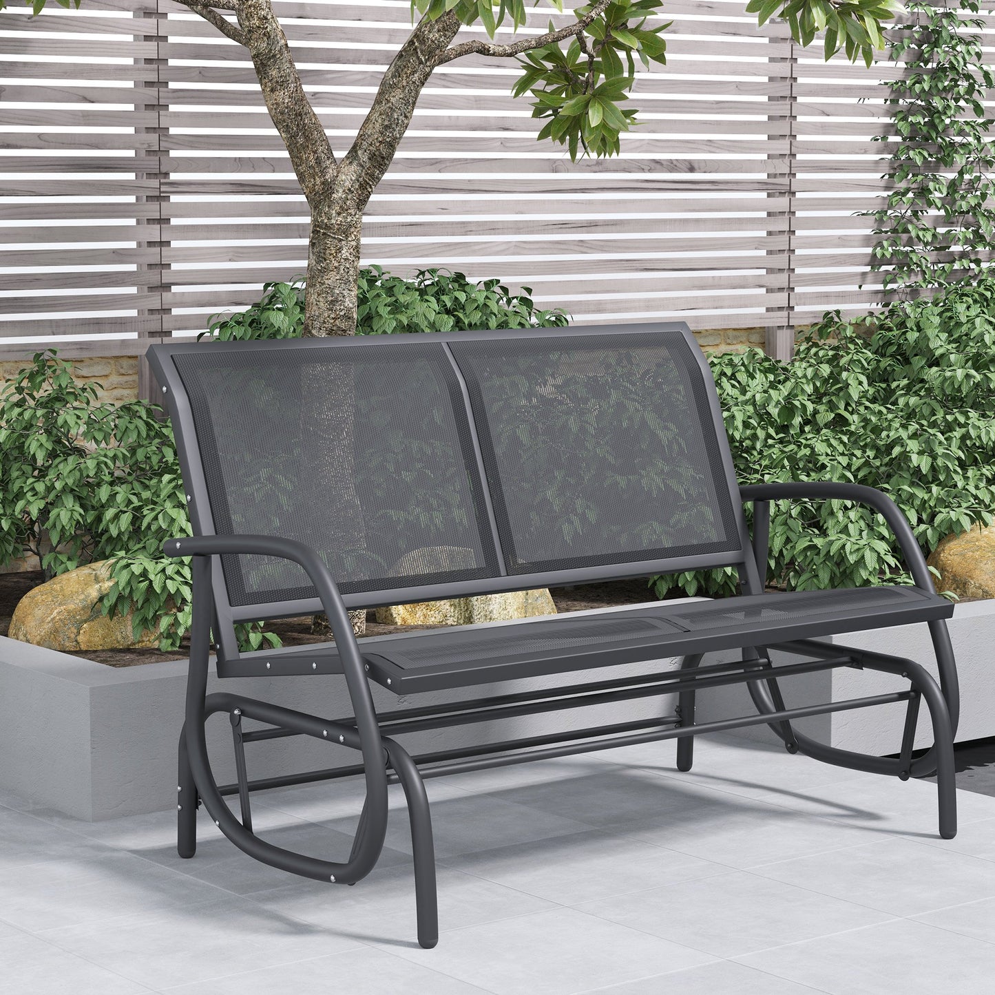 Outsunny Banco Balancín Jardín Columpio De 2 Plazas Estable Tubo Metal 120x70x85_1
