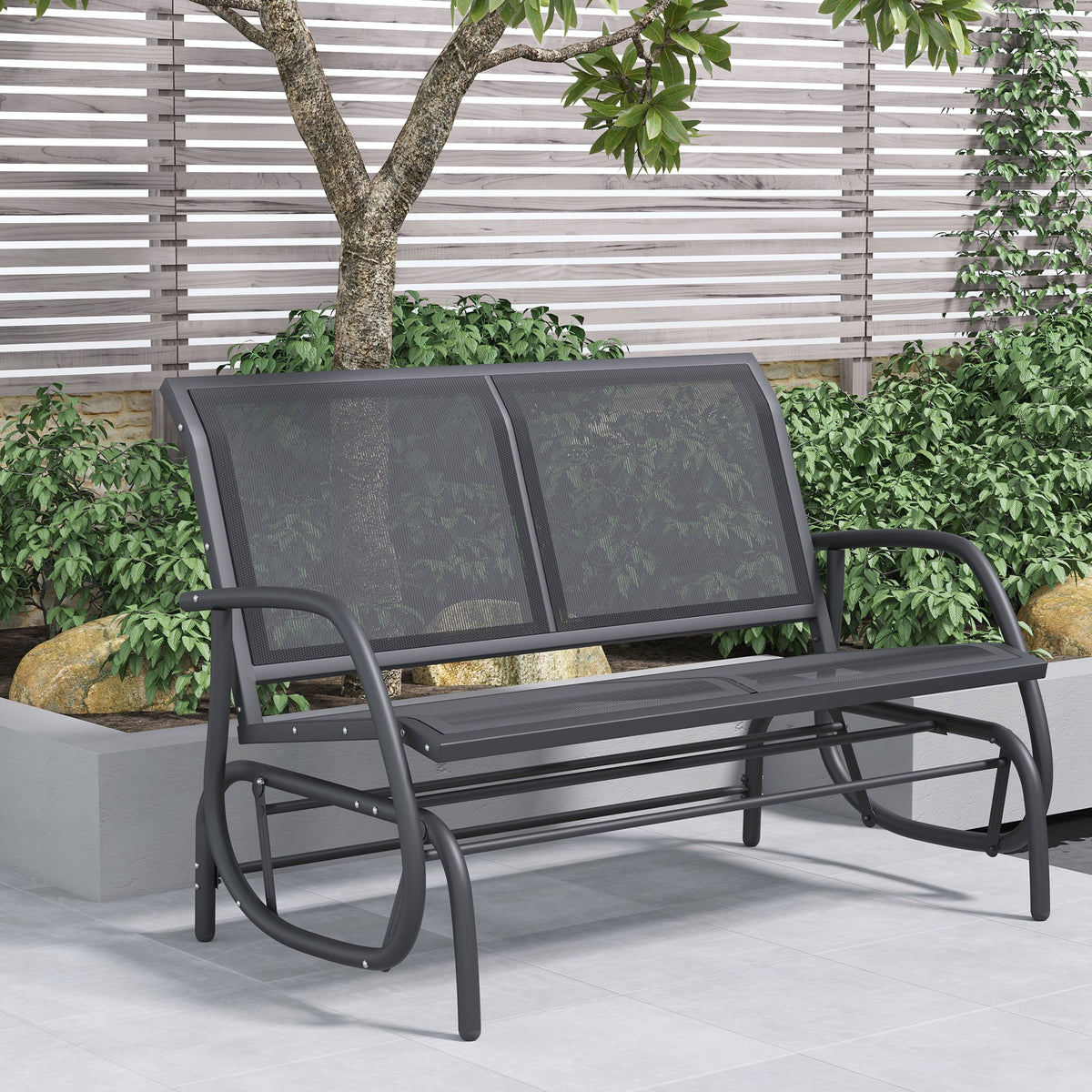 Outsunny Banco Balancín Jardín Columpio De 2 Plazas Estable Tubo Metal 120x70x85_1