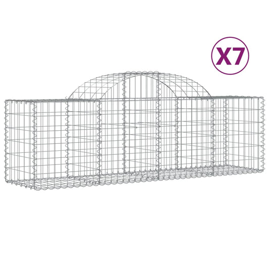 Cestas De Gaviones 7 Uds Forma De Arco Hierro 200x50x60/80 Cm_0