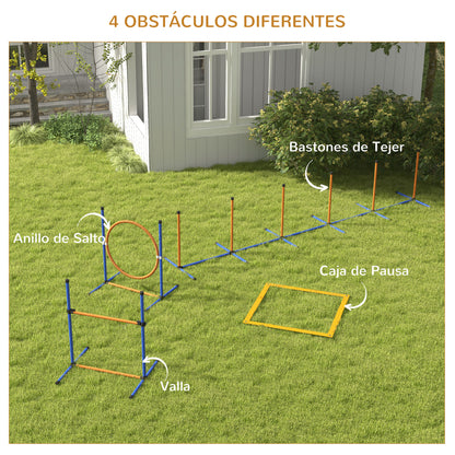 Pawhut Set De Entrenamiento De Agilidad Para Perros De 4 Piezas Naranja Y Azul_4