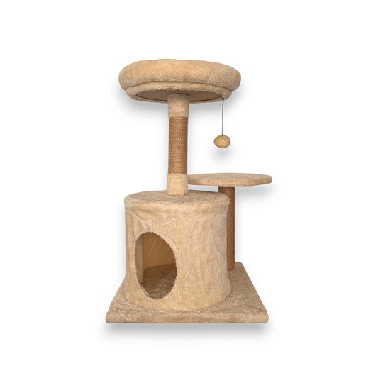 Cama Árbol Para Gatos Nácar Con Base De Madera Maciza Y Diseño Ligero Althea Living 30x30x61.5cm_0