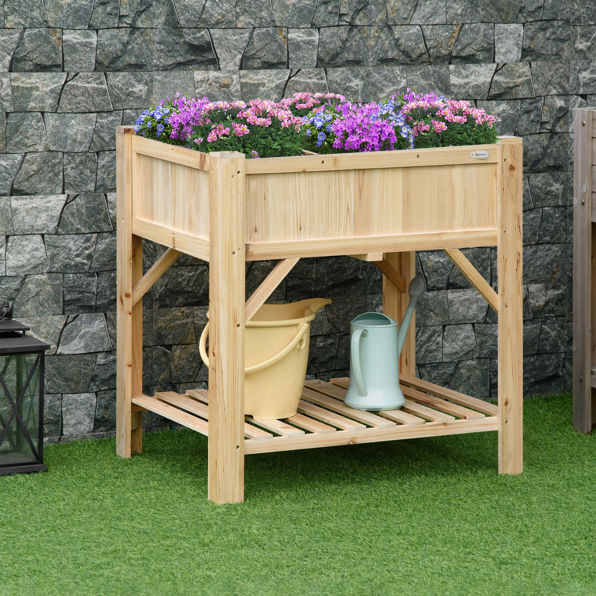 Outsunny Huerto Urbano De Madera Jardín 6 Compartimentos Estante 78,5x58x81 Cm_1