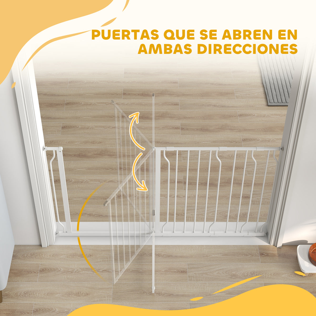 Pawhut Barrera De Seguridad De Perros Para Escaleras 75-145 Cm Con 3 Extensiones_3
