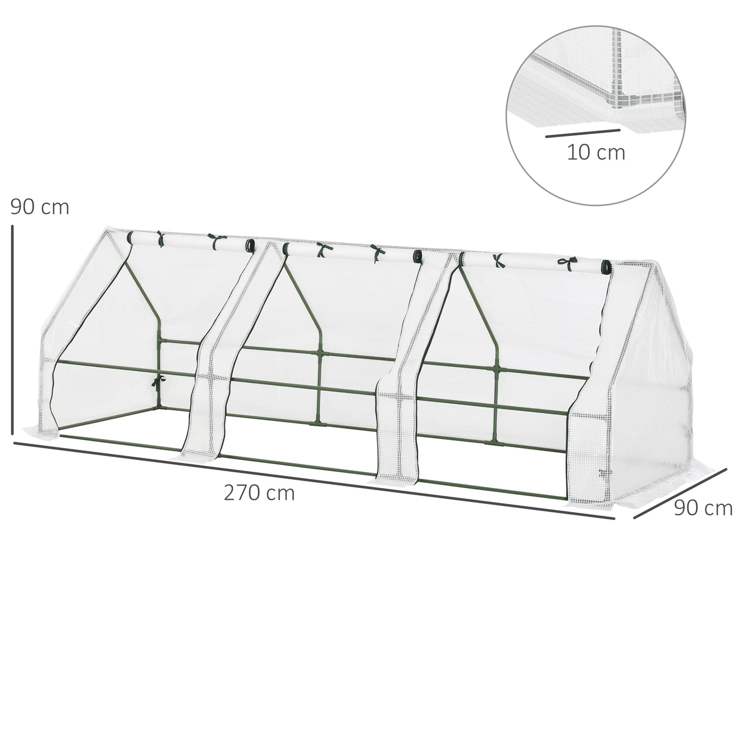 Outsunny Invernadero De Terraza 270x90x90 Cm Con Ventanas Cultivo Plantas Blanco_2