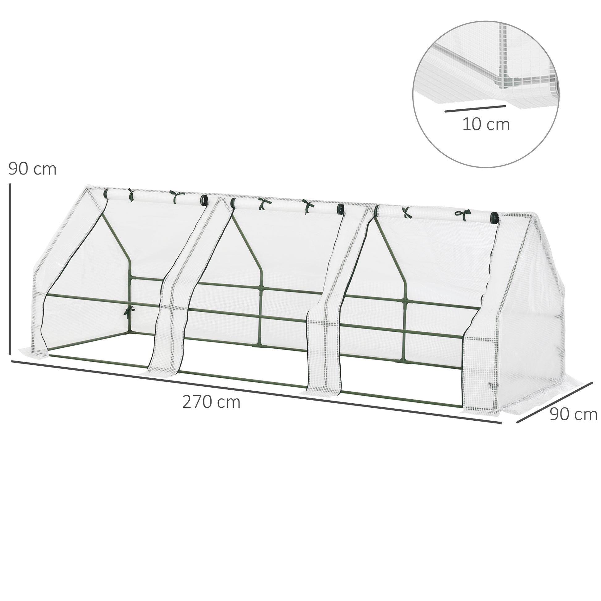 Outsunny Invernadero De Terraza 270x90x90 Cm Con Ventanas Cultivo Plantas Blanco_2