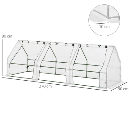 Outsunny Invernadero De Terraza 270x90x90 Cm Con Ventanas Cultivo Plantas Blanco_2