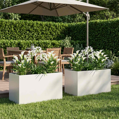Macetero De Jardín 2 Uds. Blanco 100 X 50 X 50 Cm_1